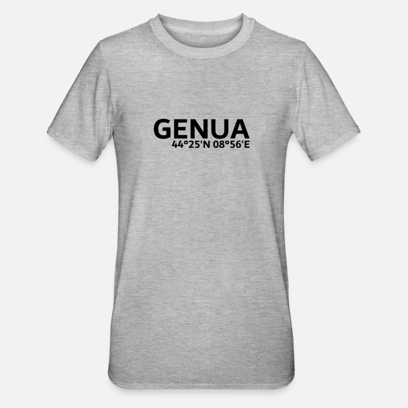 Coordonnées de Gênes - T-shirt polycoton Unisexe - gris chiné
