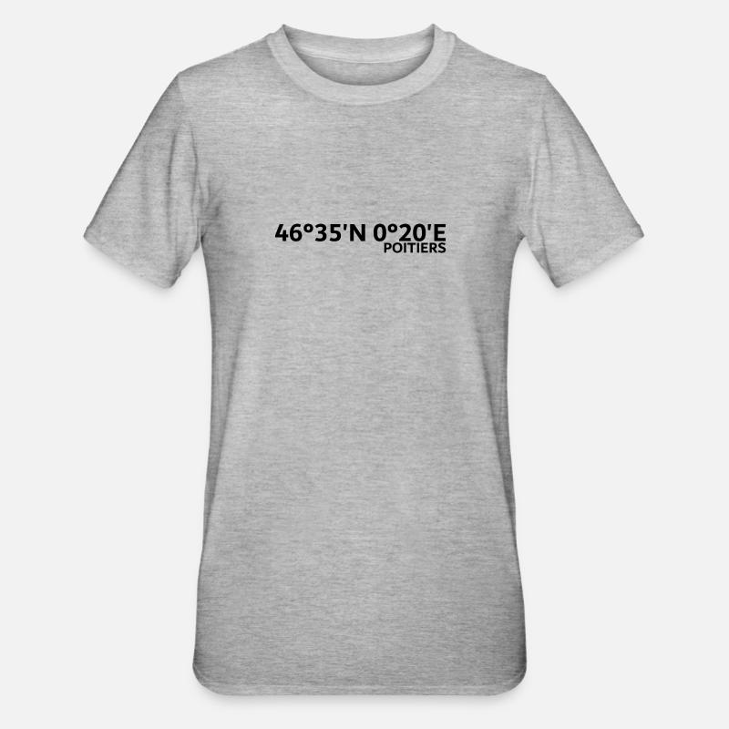 Coordonnées de Poitiers - T-shirt polycoton Unisexe - gris chiné