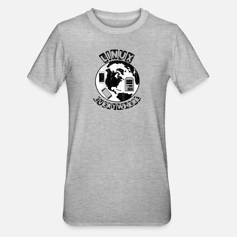 Linux ist überall! - Unisex Polycotton T-Shirt - Grau meliert