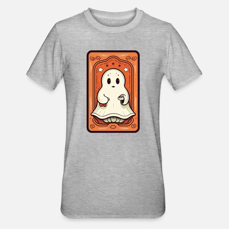 Orange Ghost Tarot Card - Unisex Polycotton T-Shirt - heather grey