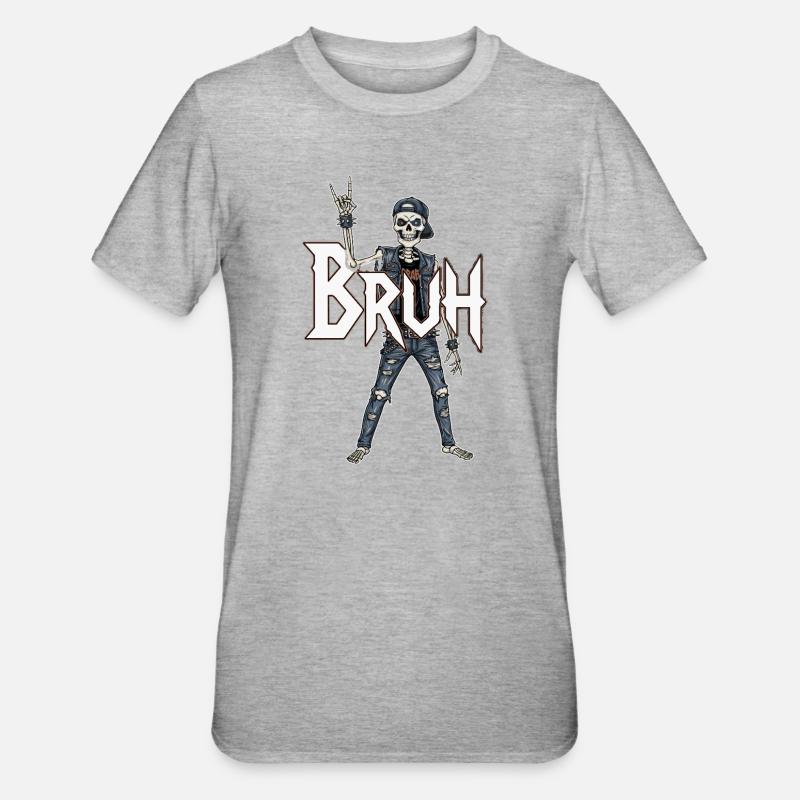 Bruh Skeleton Wippe - Unisex Polycotton T-Shirt - Grau meliert