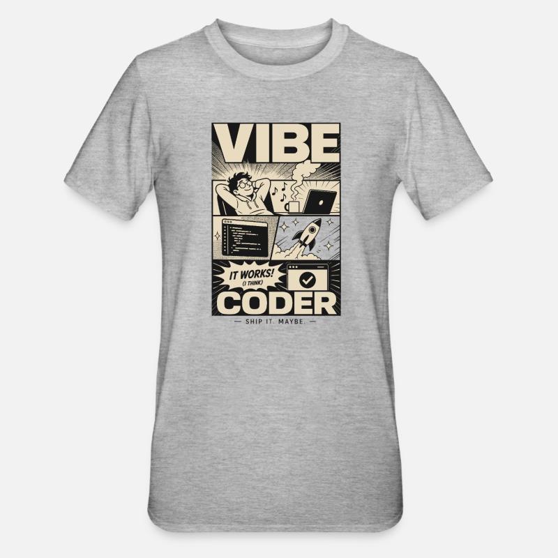 Vibe Coder Programmer Humor - Unisex Polycotton T-Shirt - heather grey