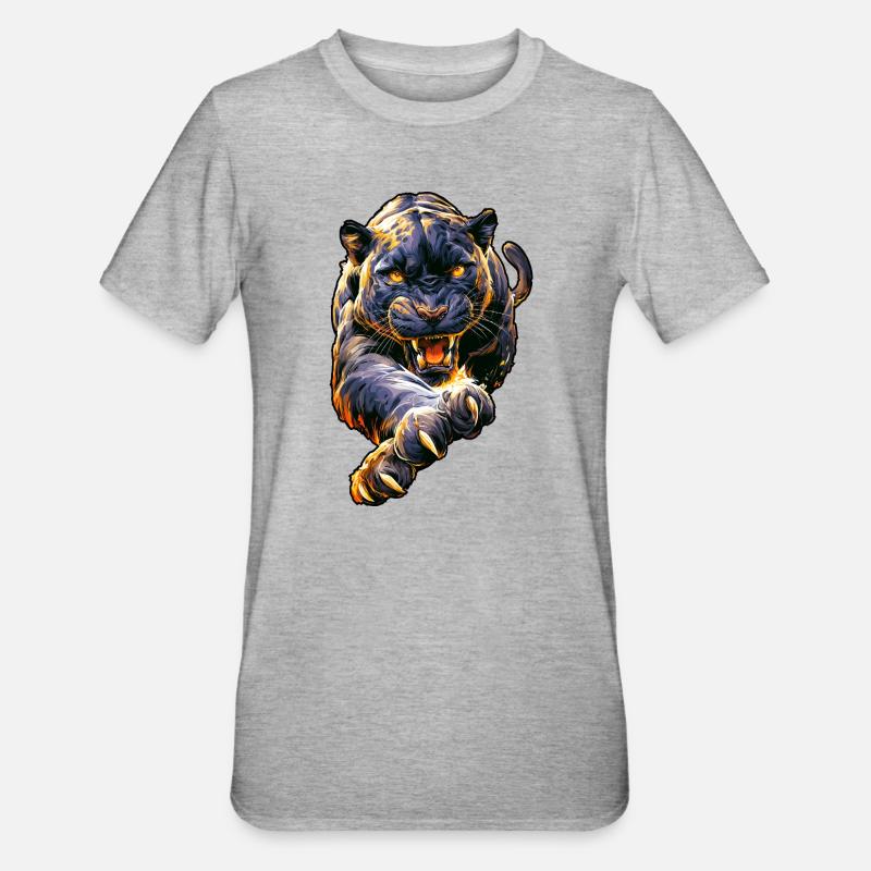 Grande panthère - T-shirt polycoton Unisexe - gris chiné