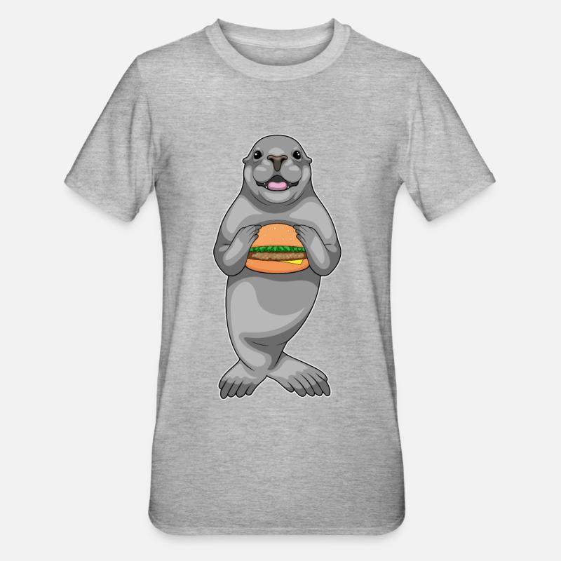 Hamburger au phoque - T-shirt polycoton Unisexe - gris chiné