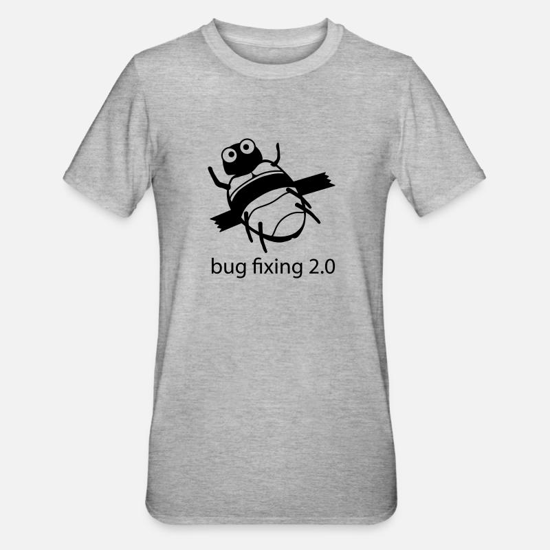 bug fixing einfarbig - Unisex Polycotton T-Shirt - Grau meliert