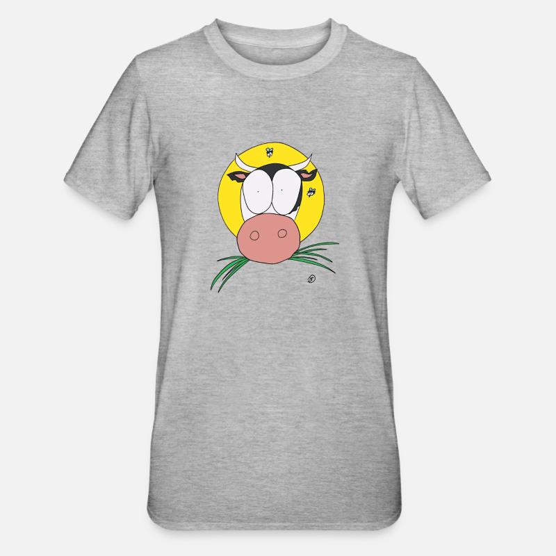 La vache vous regarde - T-shirt polycoton Unisexe - gris chiné