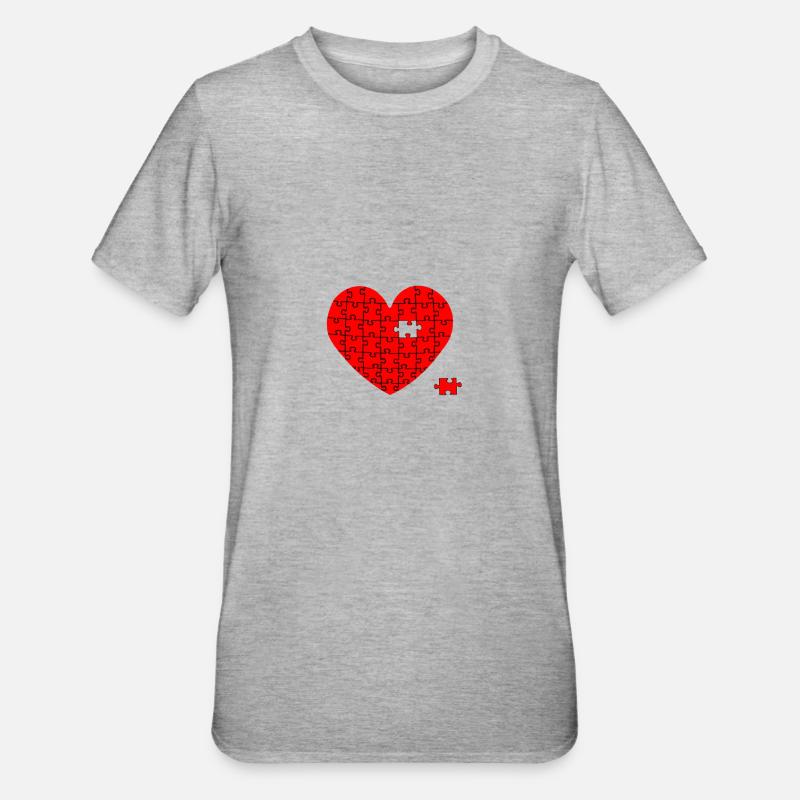 Heart puzzle with one missing puzzle piece - Unisex Polycotton T-Shirt - heather grey