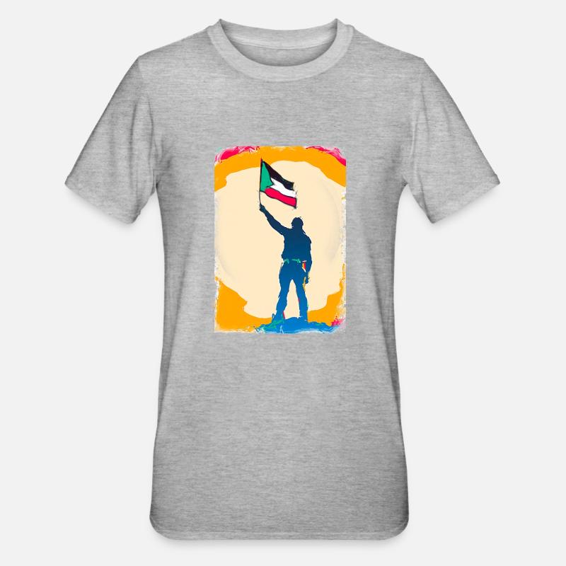 Palestine Drapeau Vies Comptent P7 - T-shirt polycoton Unisexe - gris chiné