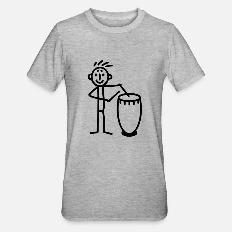 Le batteur joue congas Djembe - T-shirt polycoton Unisexe - gris chiné