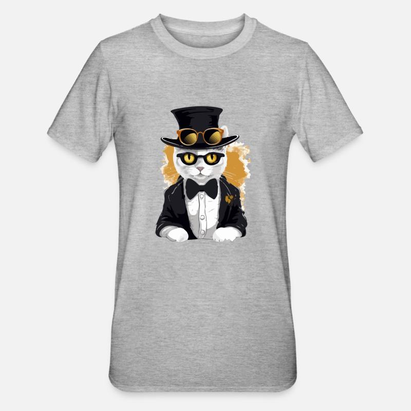 Micky le chat chic - T-shirt polycoton Unisexe - gris chiné
