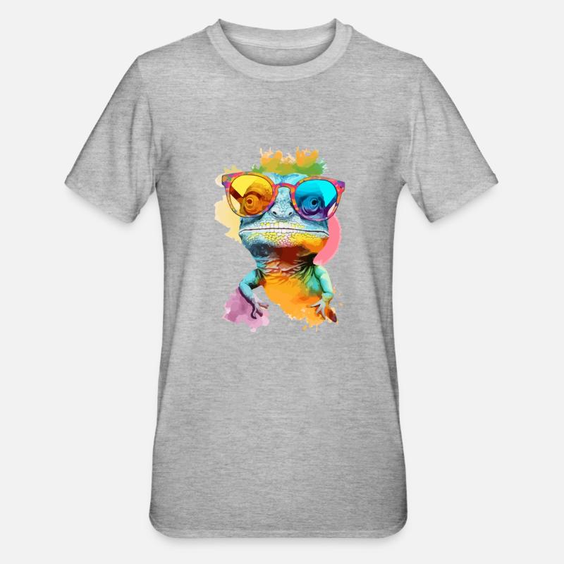 Kole, die Eidechse - Unisex Polycotton T-Shirt - Grau meliert