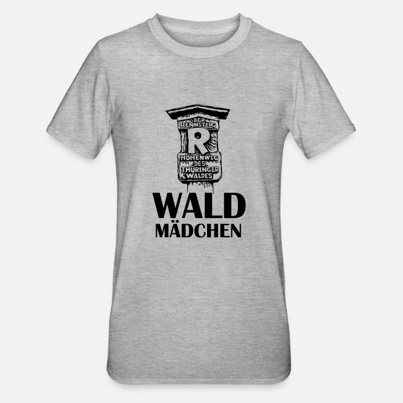 Wald Mädchen Rennsteig - Unisex Polycotton T-Shirt - Grau meliert