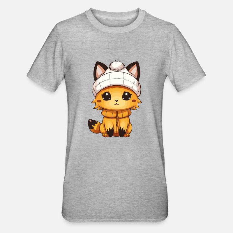 Fuchs Comic - Unisex Polycotton T-Shirt - Grau meliert