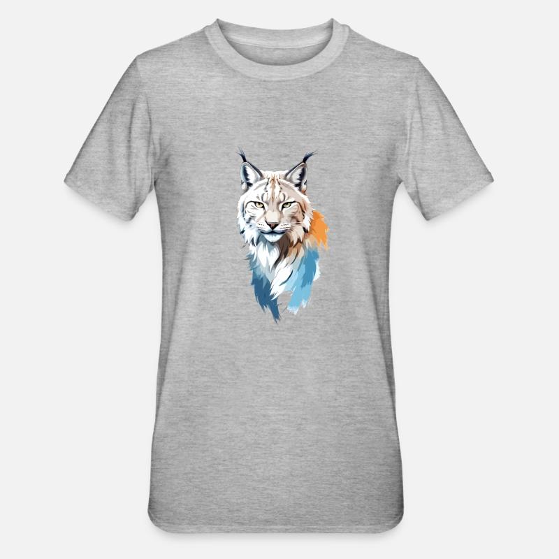 Luchs-Vektor-Kunst mit lebendiger Farbillustration - Unisex Polycotton T-Shirt - Grau meliert