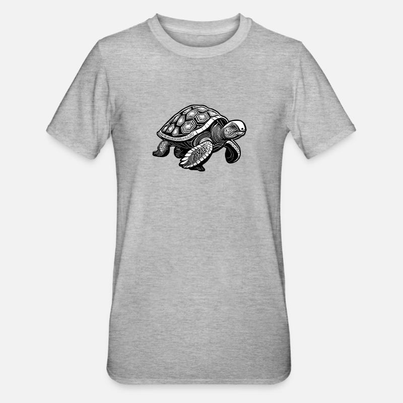 Land Turtle, Turtle Drawing - Unisex Polycotton T-Shirt - heather grey