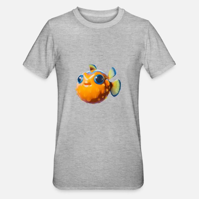 Süßer Kugelfisch - Unisex Polycotton T-Shirt - Grau meliert