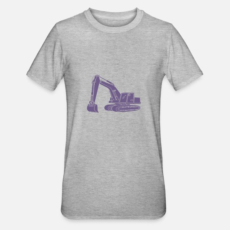 Baggerfahrer Silhouette - Baugeräteführer - Unisex Polycotton T-Shirt - Grau meliert