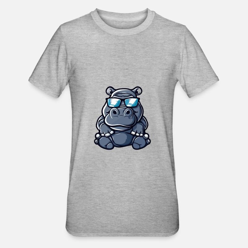 Nilpferd Cool Comic - Unisex Polycotton T-Shirt - Grau meliert