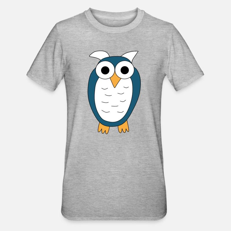 Eule blaue Eule - Unisex Polycotton T-Shirt - Grau meliert