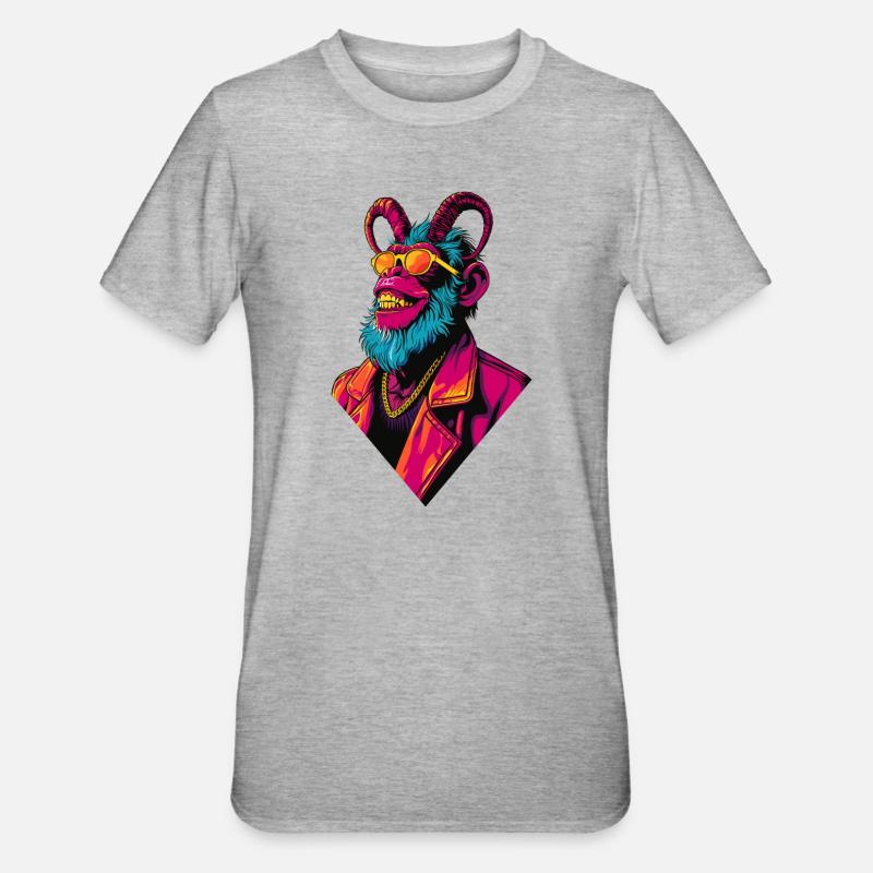 Devil Monkey - Unisex Polycotton T-Shirt - Grau meliert