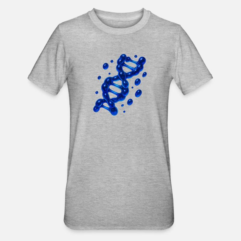 Molécule d’hélice d’ADN 3D Bleu - T-shirt polycoton Unisexe - gris chiné