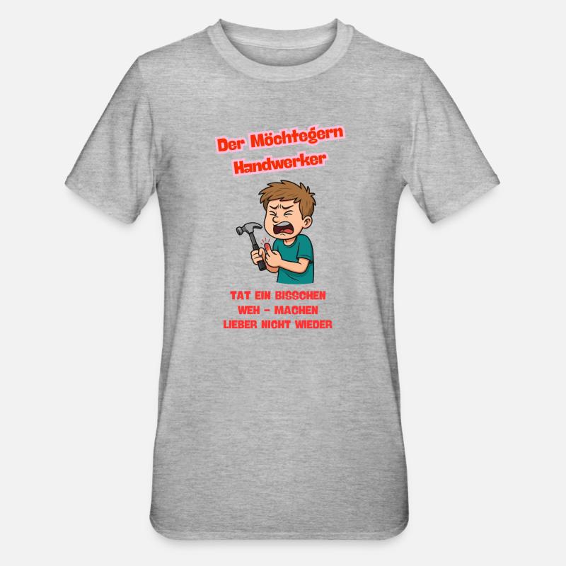 Der Möchtegern Handwerker Illustration  - Unisex Polycotton T-Shirt - Grau meliert