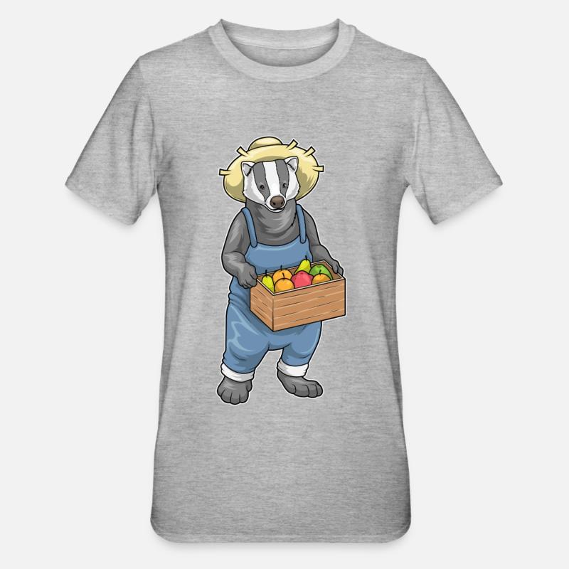 Badger Farmer Fruit - Unisex Polycotton T-Shirt - heather grey
