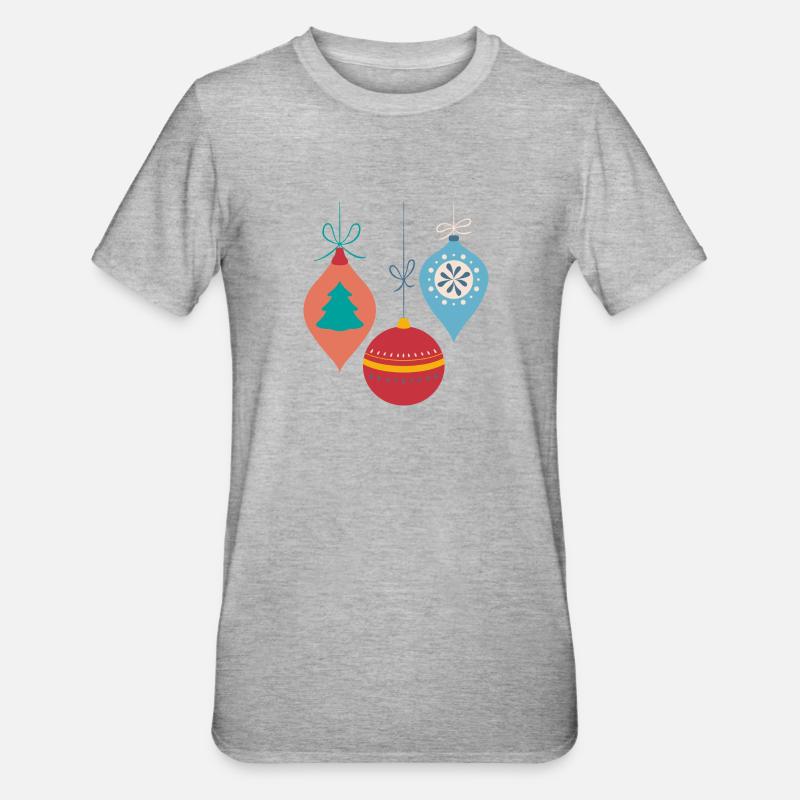 Weihnachtskugeln - Unisex Polycotton T-Shirt - Grau meliert