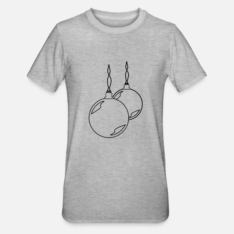zwei Weihnachtskugeln - Unisex Polycotton T-Shirt - Grau meliert