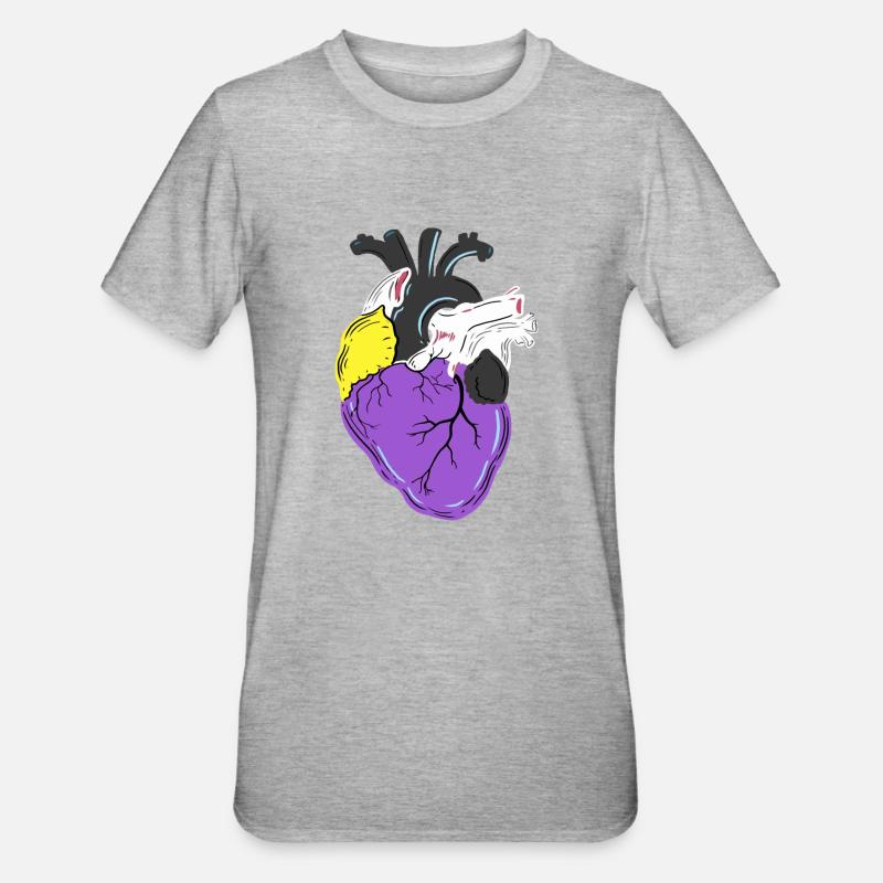 Nonbinary Pride Herz Nonbinary Pride - Unisex Polycotton T-Shirt - Grau meliert