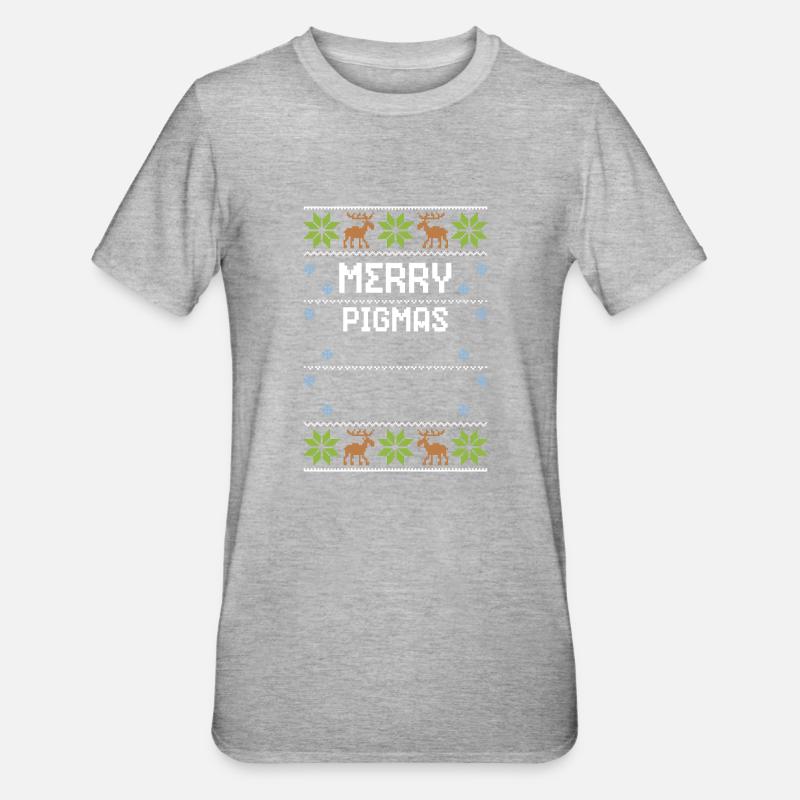 Joyeux Cochons - Noël moche - T-shirt polycoton Unisexe - gris chiné