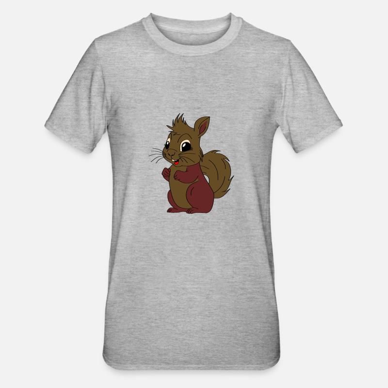 Kleines Eichhörnchen - Unisex Polycotton T-Shirt - Grau meliert