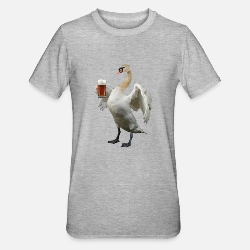 Schwan Bier - Unisex Polycotton T-Shirt - Grau meliert