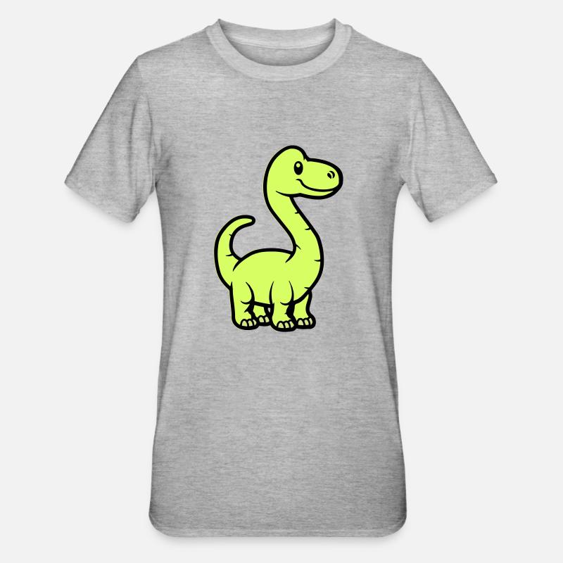 Dinosaurier Brontosaurus Comic - Unisex Polycotton T-Shirt - Grau meliert
