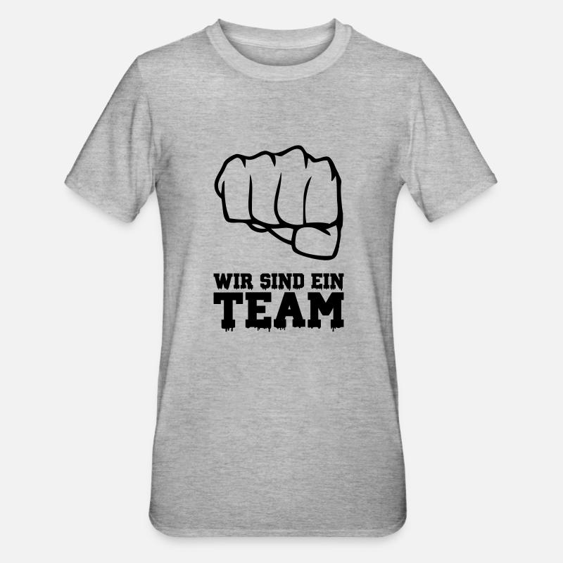 wir sind ein team - Unisex Polycotton T-Shirt - Grau meliert