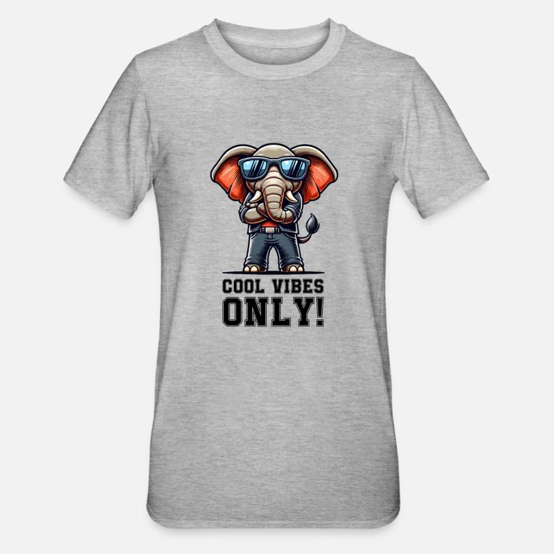 Elefant Comic cool - Unisex Polycotton T-Shirt - Grau meliert