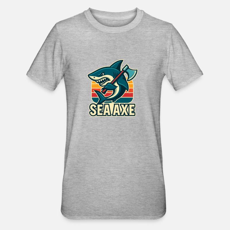 conception de hache de mer de requin - T-shirt polycoton Unisexe - gris chiné