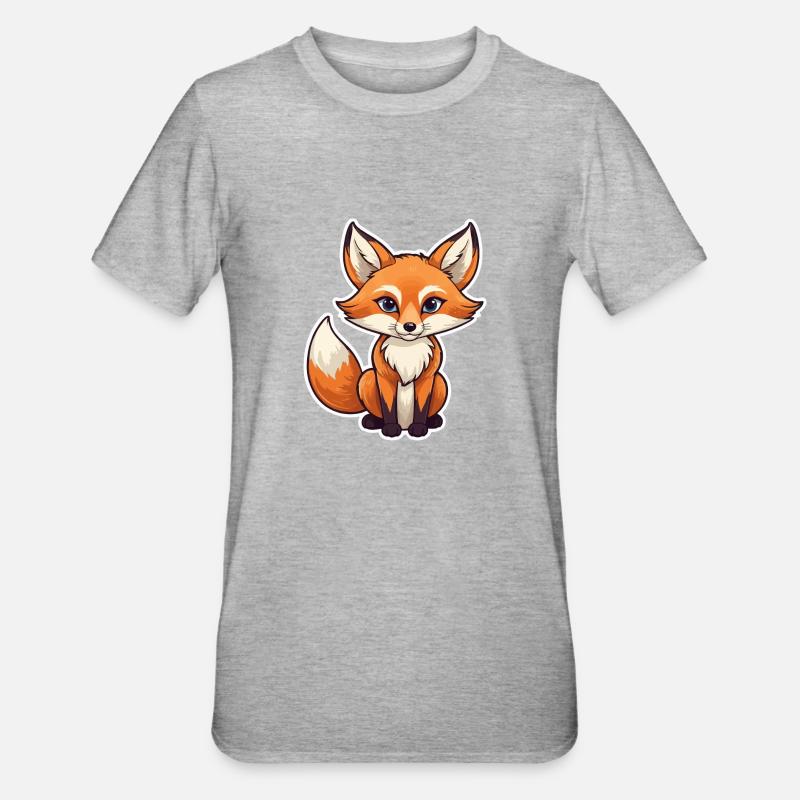 Fuchs Illustration - Unisex Polycotton T-Shirt - Grau meliert