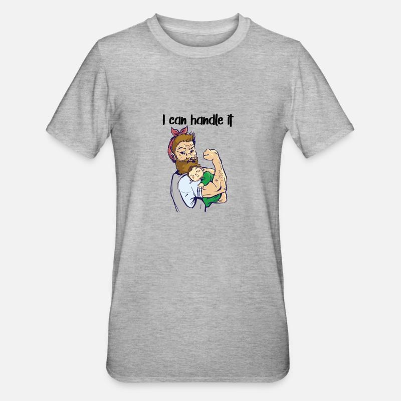 Elternzeit Vater, Papa. Geschenkidee Elternzeit - Unisex Polycotton T-Shirt - Grau meliert