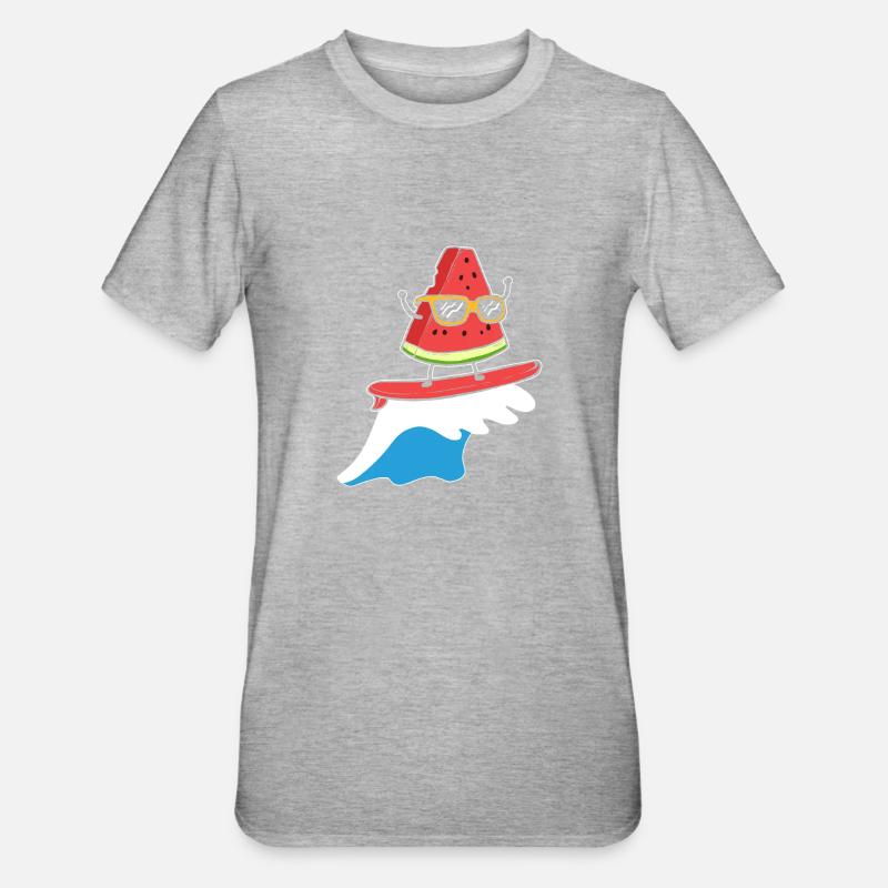 Pastèque Surf Windsurfer Cadeau - T-shirt polycoton Unisexe - gris chiné