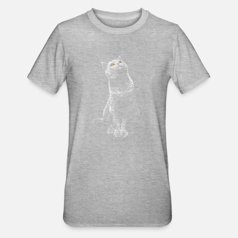 Chat - T-shirt polycoton Unisexe - gris chiné