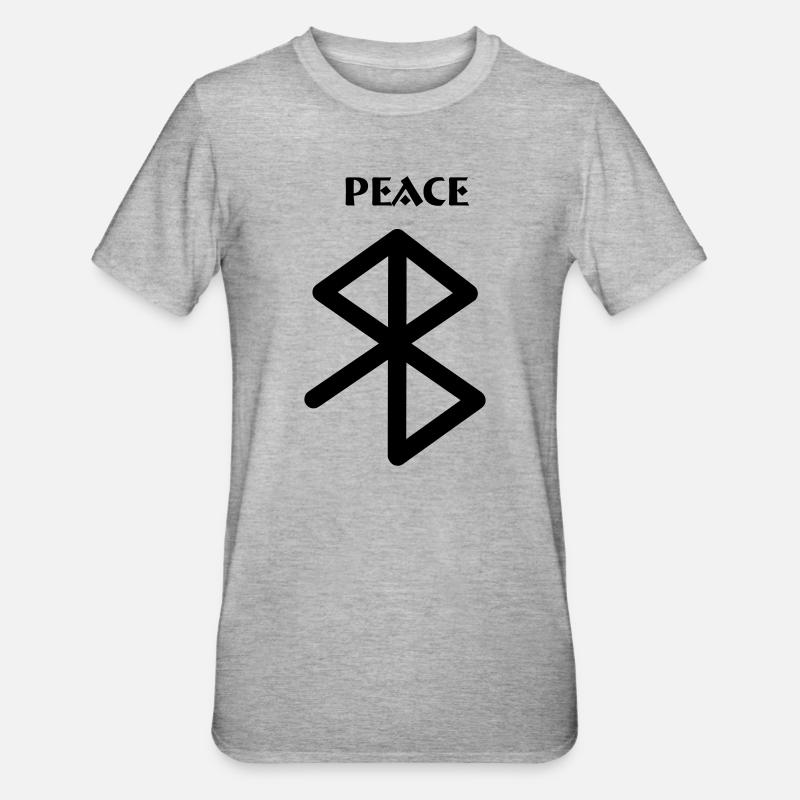 Peace Viking Runen mit Text PEACE - Unisex Polycotton T-Shirt - Grau meliert