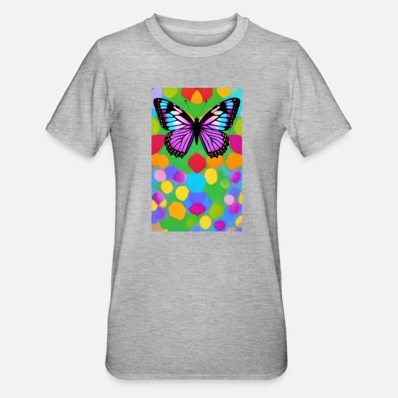 Papillon multicolor sublime - T-shirt polycoton Unisexe - gris chiné
