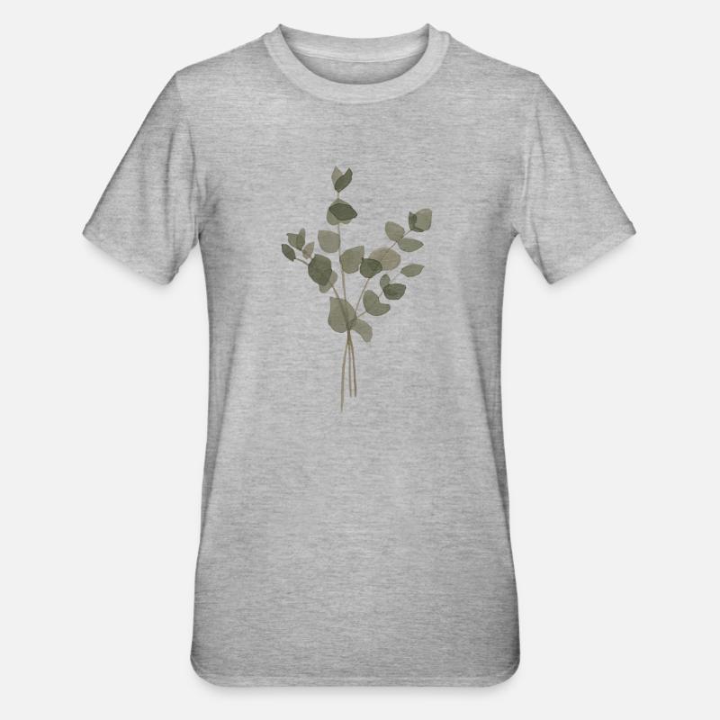 Eucalyptus à l’Aquarelle - T-shirt polycoton Unisexe - gris chiné