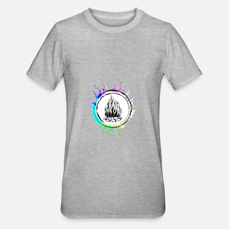 Campfire Flame Camping - Unisex Polycotton T-Shirt - heather grey