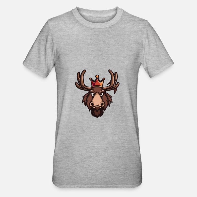 Moose Head Crown - Unisex Polycotton T-Shirt - heather grey