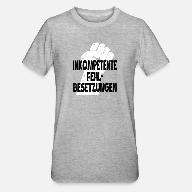 Inkompetenz - Unisex Polycotton T-Shirt - Grau meliert
