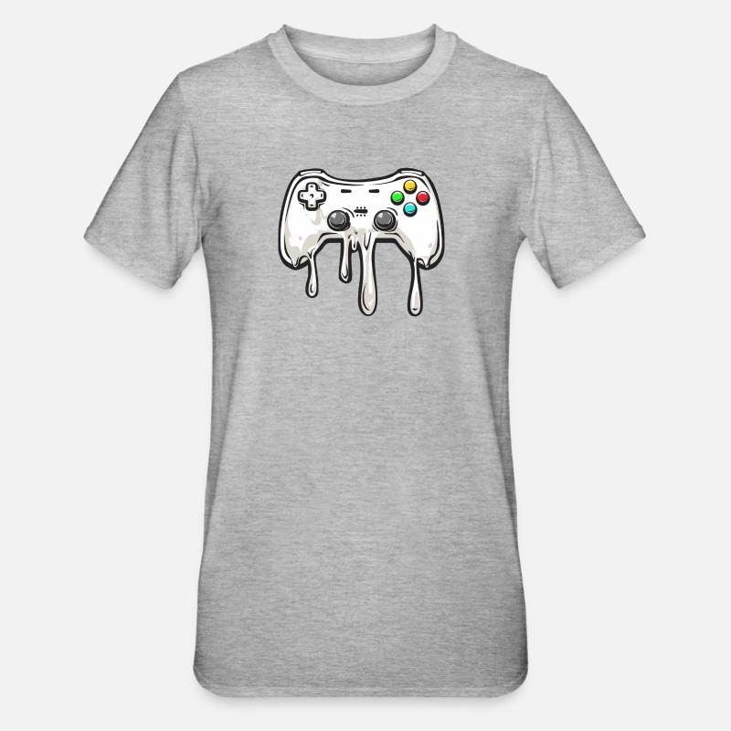 Melting gamepad, video game controller - Unisex Polycotton T-Shirt - heather grey