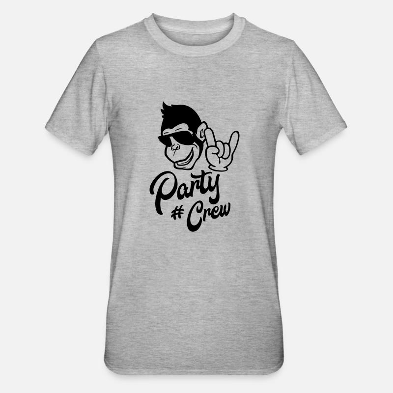 monkey cool party crew - Unisex Polycotton T-Shirt - Grau meliert