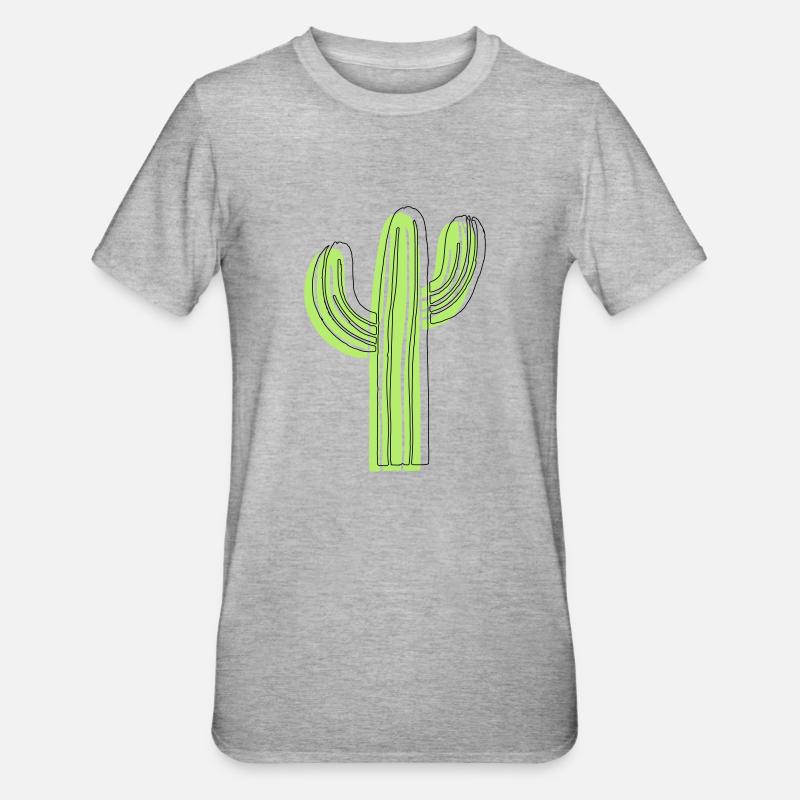 Kaktus - Unisex Polycotton T-Shirt - Grau meliert